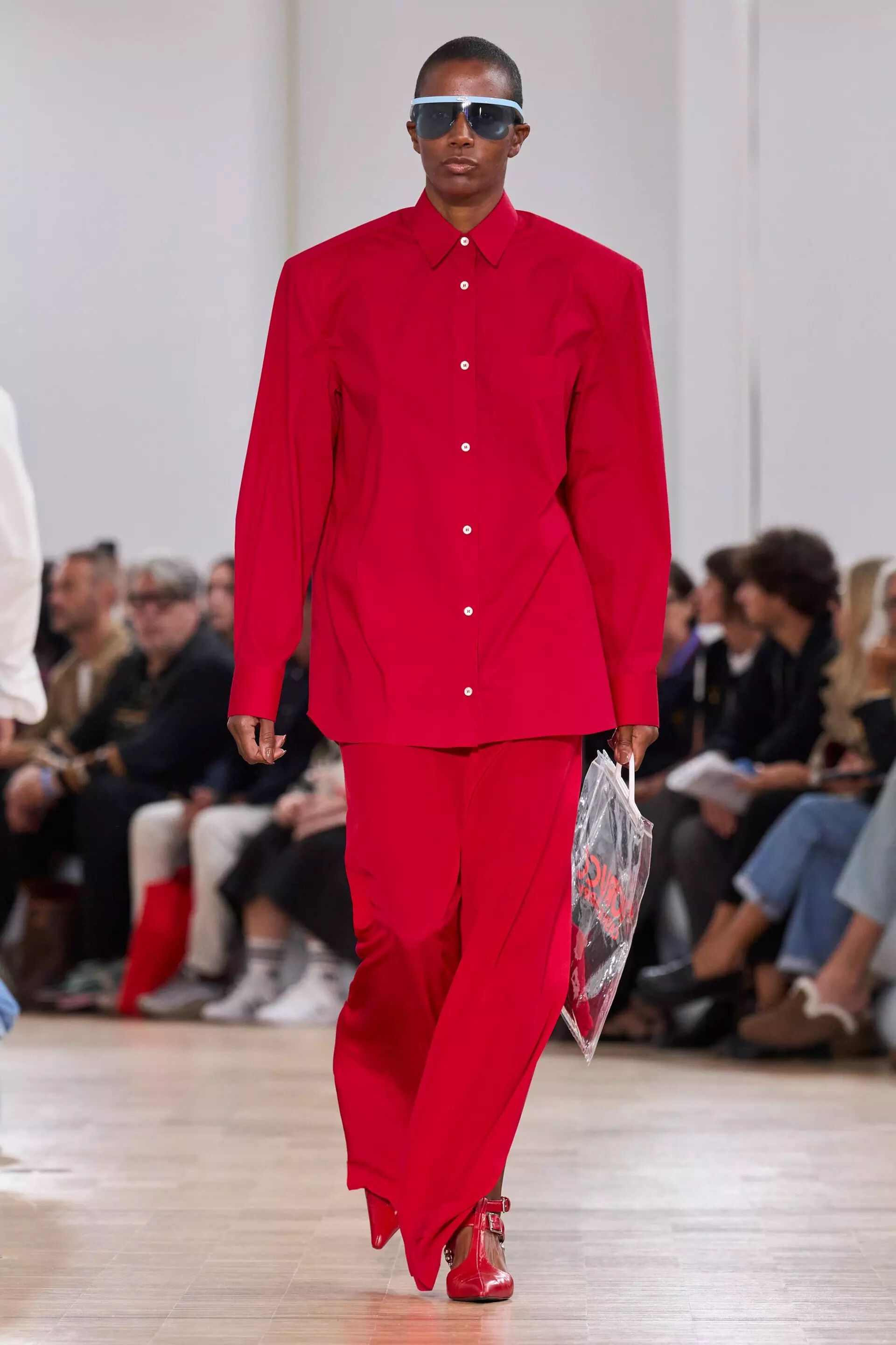 Embroidered Padded Shirt Red